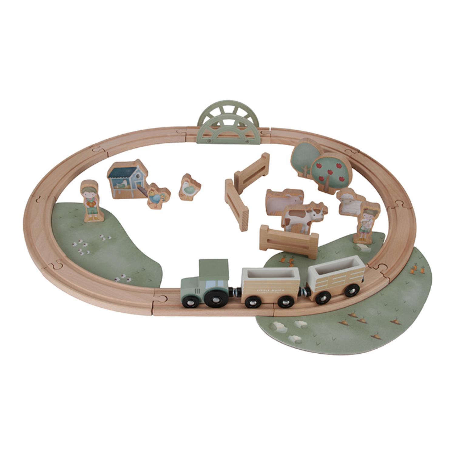 LITTLE DUTCH - Circuit de train en bois  MULTICOLORE Little Dutch