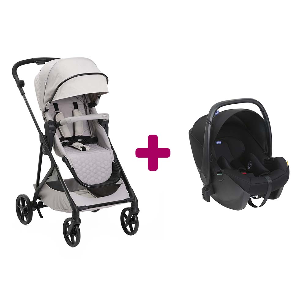 Chicco - Pack poussette Duo Seety Florence beige + coque Kory Essential black  Chicco
