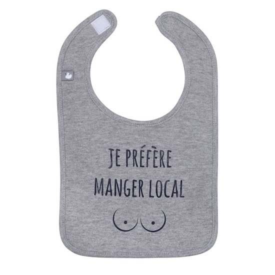 BB&Co Bavoir "Je préfère manger local" Gris Chiné 0-18 mois