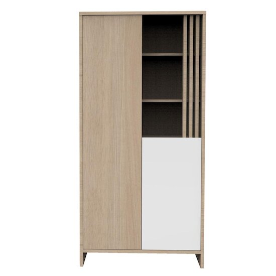 Sauthon Armoire 2 porte Tokyo Chêne Suave - Blanc 