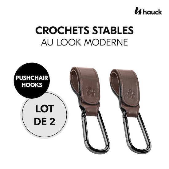 Hauck Crochets pour poussette Pushchair Hooks Brown  Hauck Crochets pour poussette Pushchair Hooks Brown