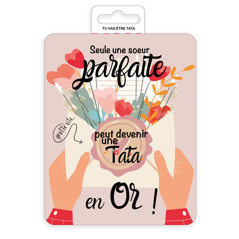 Carte à gratter annonce « Tu vas être tata » ROSE Irréversible Bijoux