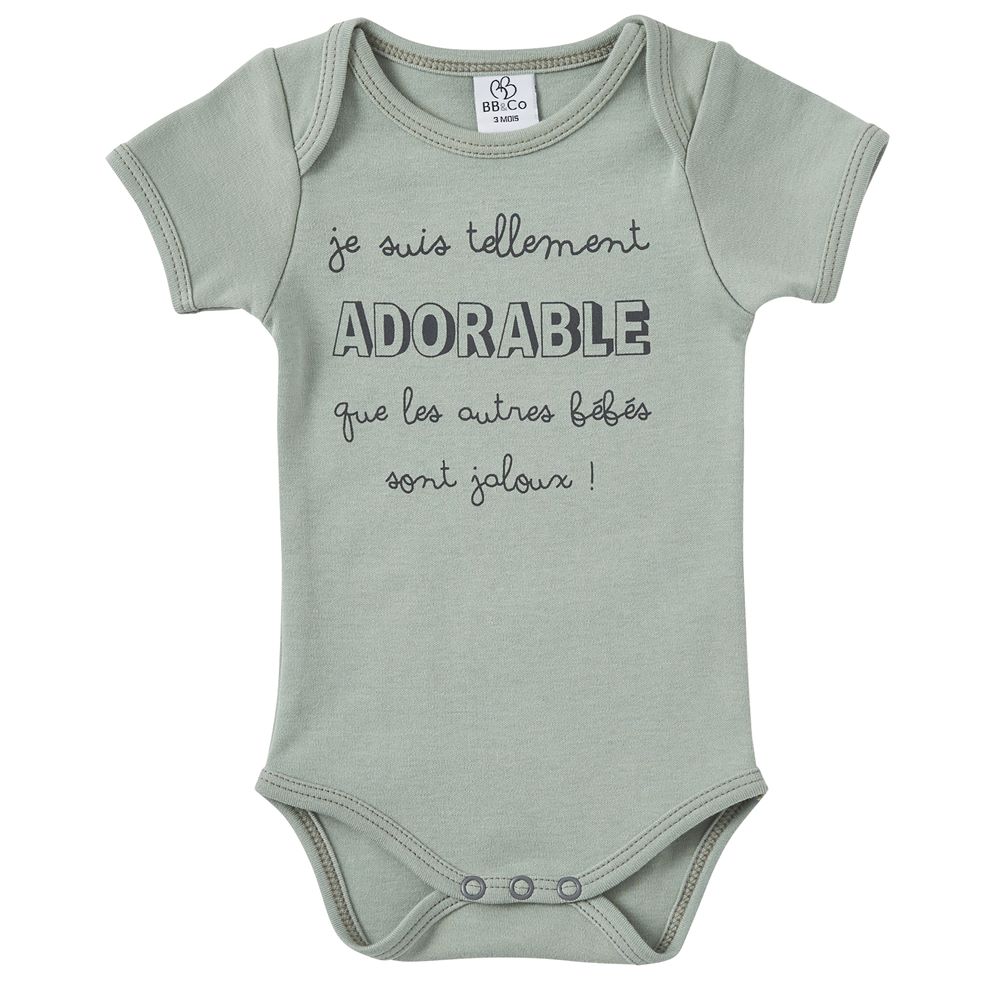 BB & Co - Body manches courtes "adorable" VERT BB&Co
