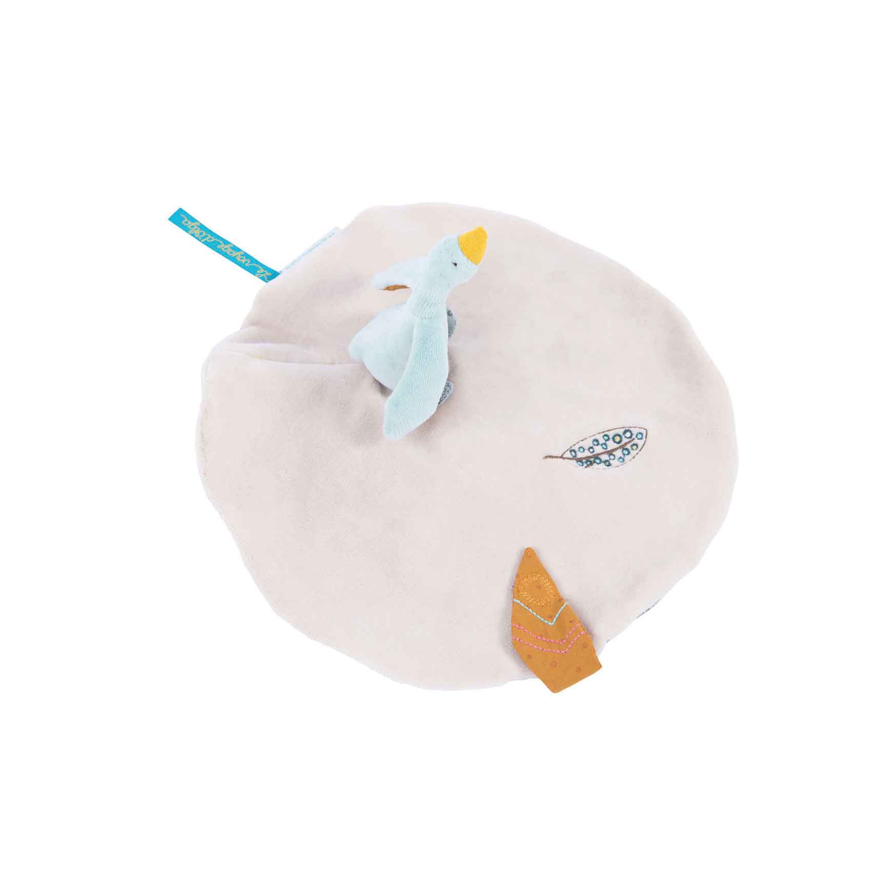 Doudou attache-tétine oie Le Voyage d'Olga BEIGE Moulin Roty