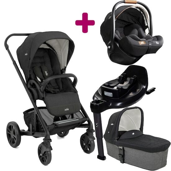 Joie Pack poussette trio Chrome Shale + coque I-Level Recline Eclipse + nacelle Chrome Shale + base pivotante encore  