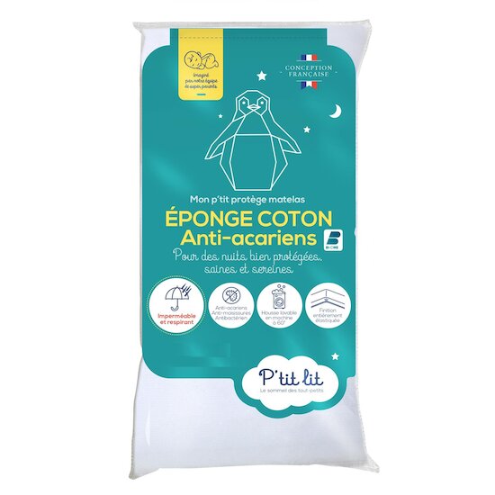 P'tit lit Mon P'tit Protège Matelas imperméable CODODOAlese imperméable éponge Anti Acariens  Bi ome® blanc s'adapte à tous les cododos