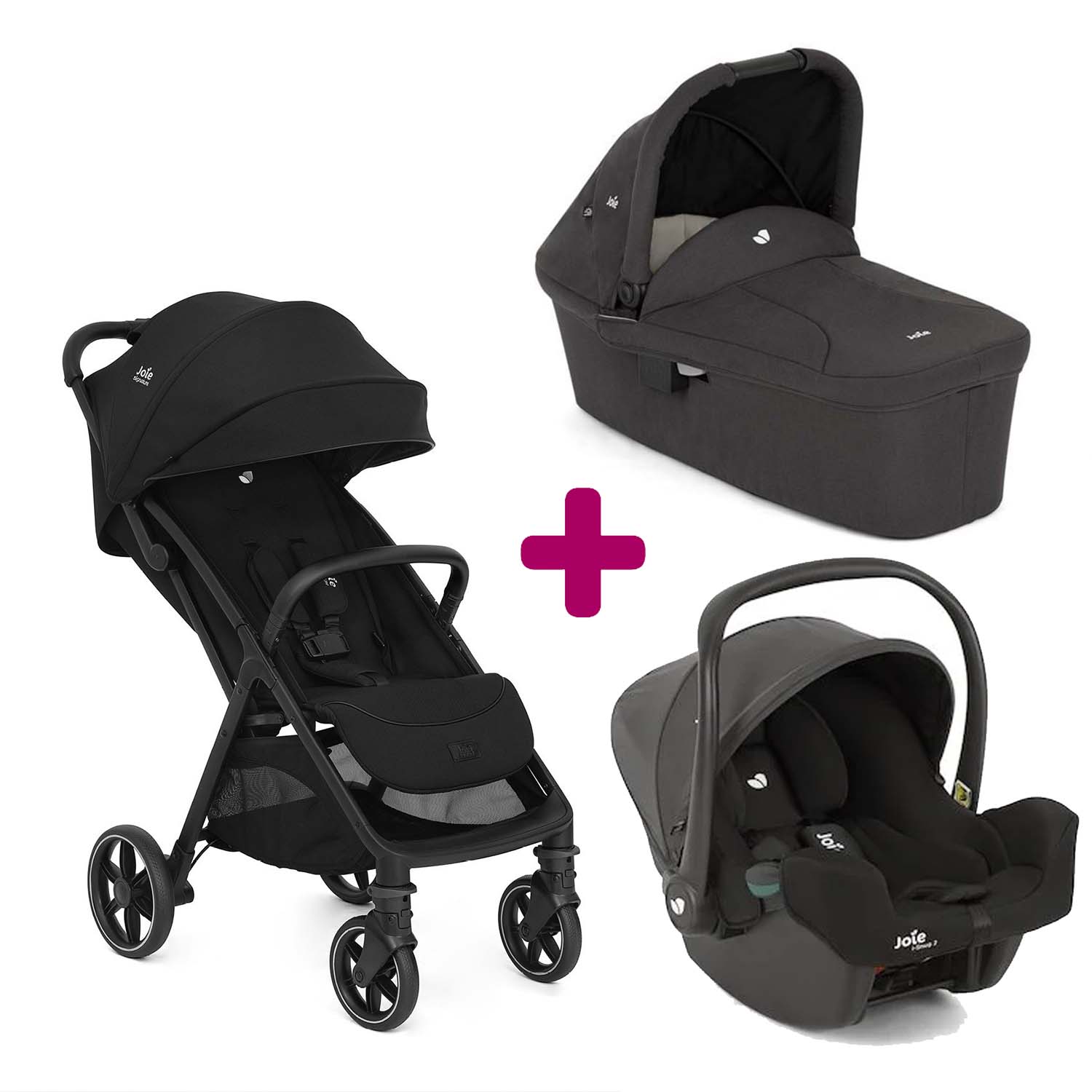 Pack Poussette trio Parcel Lx Eclipse + Nacelle Ramble Shale + coque I-Snug 2 Shale Joie