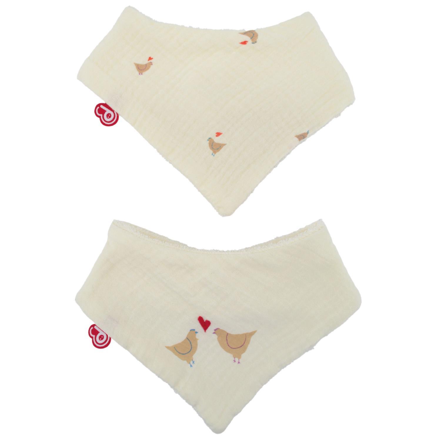 Lot de 2 bavoirs bandanas BEIGE Domiva