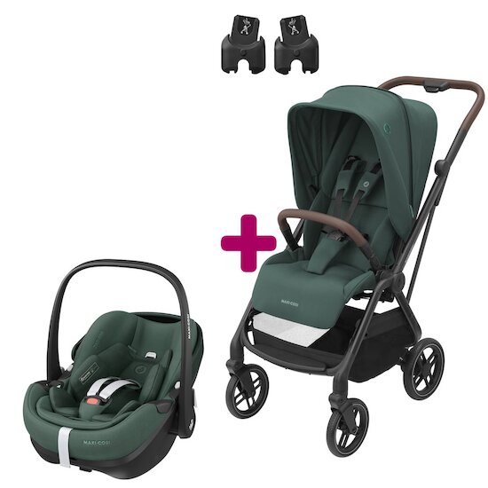 Maxi Cosi Pack poussette duo Léona 2  + pebble pro essential green  