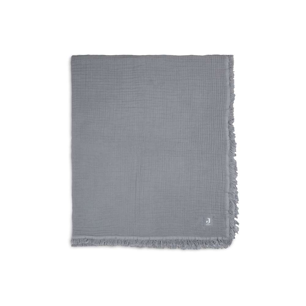 Couverture Lit Bébé Muslin Fringe GRIS Jollein