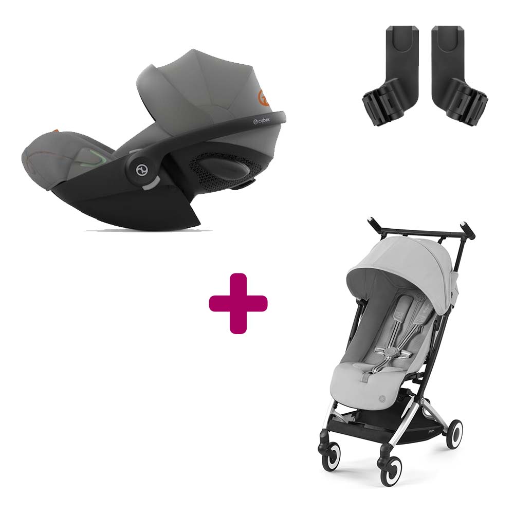 Cybex - Pack Poussette Duo Libelle Fog Grey + adaptateurs + Coque Cloud G i-Size Lava Grey  Cybex