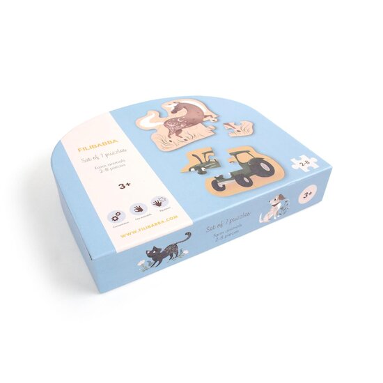 Filibabba Set de 7 puzzles Animaux de la ferme Multicolore  Filibabba Set de 7 puzzles Animaux de la ferme Multicolore