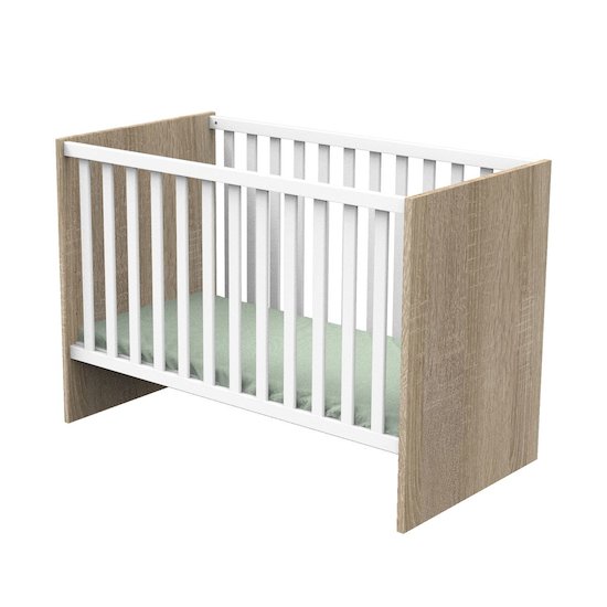 Sauthon Lit bébé Nova Chêne Doré - Blanc Lin 60x120 cm