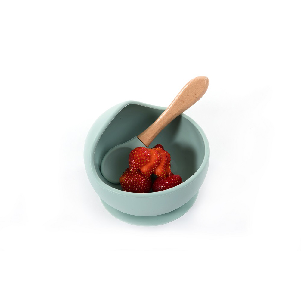 Bo Jungle - B-Assiette ventouse silicone & cuillère BLEU Bo Jungle