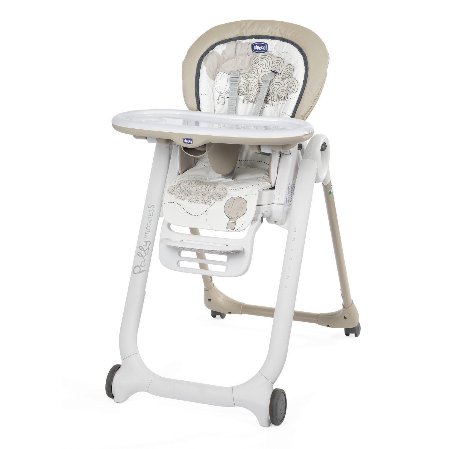 Chaise haute Polly Progres5 4 Roues BEIGE Chicco