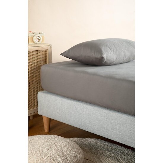 Kadolis Drap housse pur Coton Bio 1 personne Gris tourterelle 120x190 cm Kadolis Drap housse pur Coton Bio 1 personne Gris tourterelle 120x190 cm