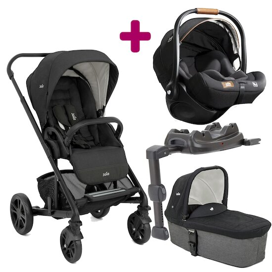 Joie Pack poussette trio Chrome Shale + coque I-Level Recline Eclipse + nacelle Pebble + Base LX 2   