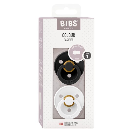 BIBS Tétines Colour 2 Pack Caoutchouc naturel Black/White 