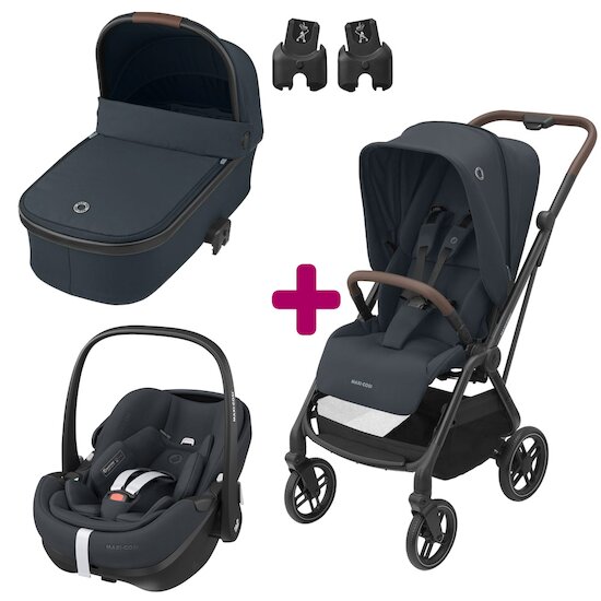 Poussette 3 en 1 Bébé Combinée Siège-Auto Nacelle Trio Réversible .GRIS  FONCE