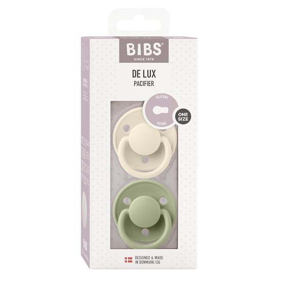 BIBS Tétines De Lux 2 Pack Silicone Ivory/Sage 