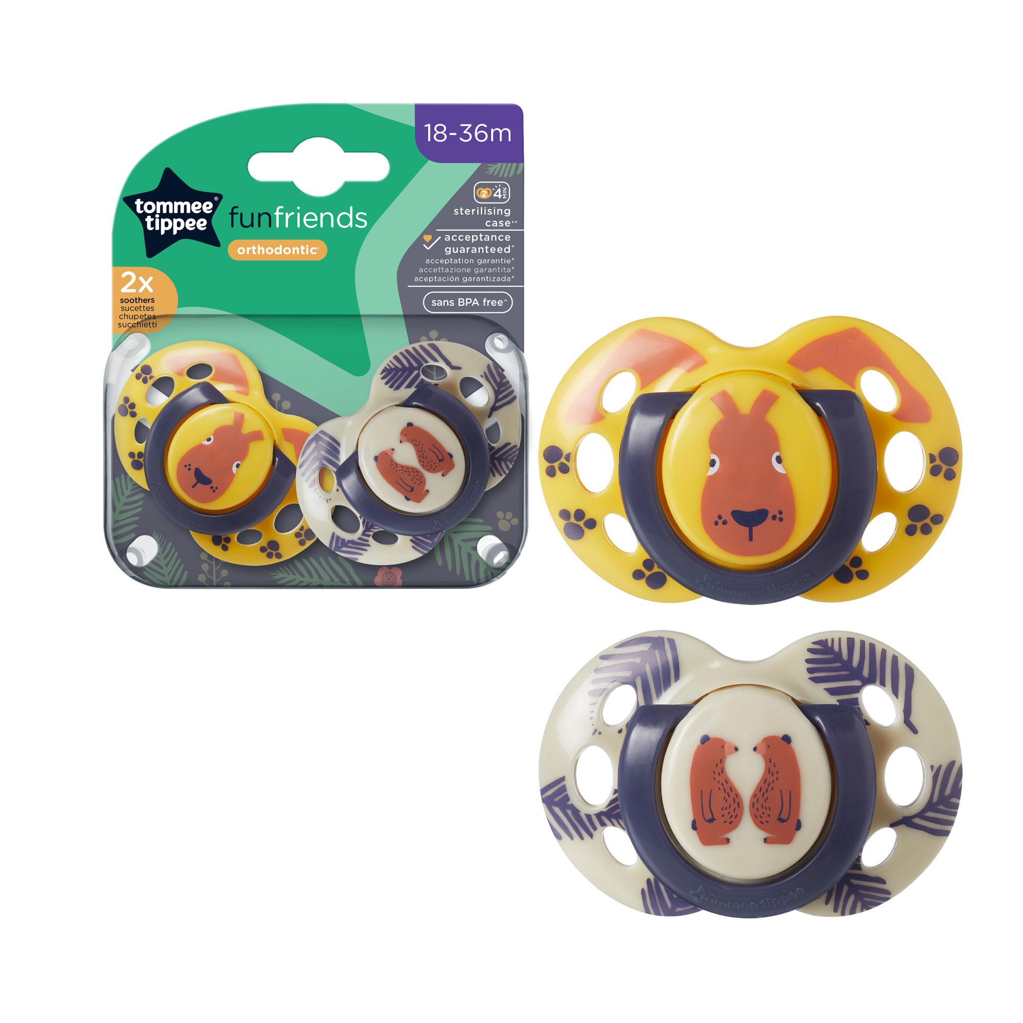 2 sucettes Closer to Nature Fun mixte MULTICOLORE Tommee Tippee
