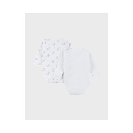 Noukie's Lot 2 bodys croisés coton bio Longues manches F&O Blanc  Noukie's Lot 2 bodys croisés coton bio Longues manches F&O Blanc