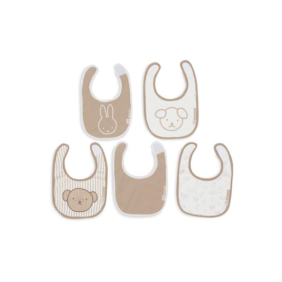 Jollein Lot de 5 Bavoirs Jersey imperméable Miffy Multicolore  Jollein Lot de 5 Bavoirs Jersey imperméable Miffy Multicolore