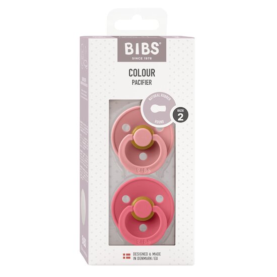 BIBS Tétines Colour 2 Pack Caoutchouc naturel Dusty Pink/Coral 