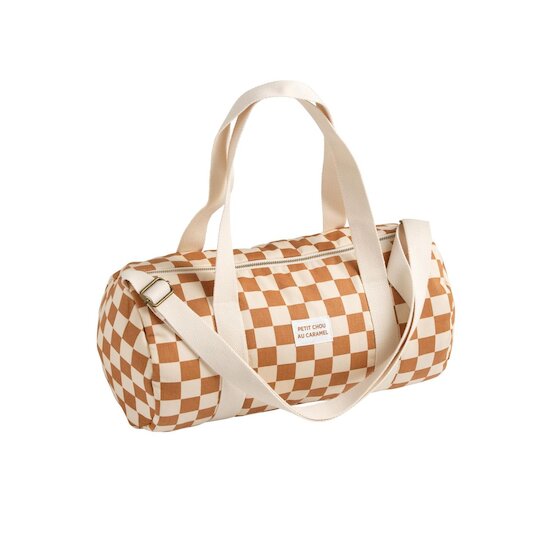 Sauthon Sac Polochon Enfant Damier Petit Chou Ecru/Caramel  Sauthon Sac Polochon Enfant Damier Petit Chou Ecru/Caramel