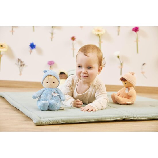Kaloo Poupée bébé lin Bleu 