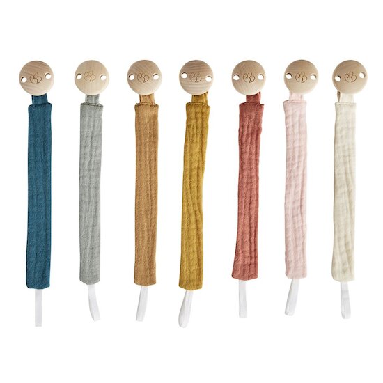 BB&Co Attache-sucette gaze de coton blush Vert De Gris  BB&Co Attache-sucette gaze de coton blush Vert De Gris