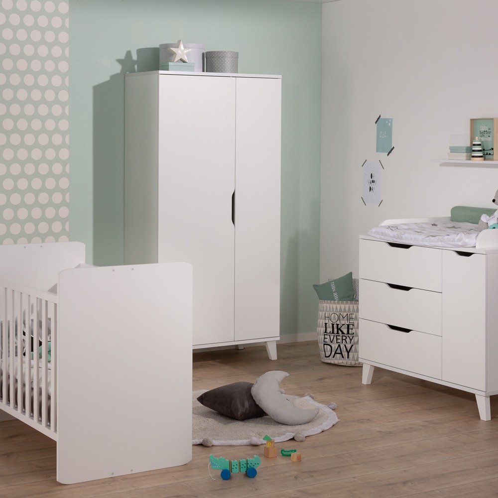 Chambre bébé complète Micha : lit 70x140, commode, armoire Transland