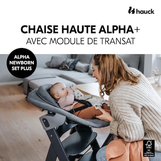 Hauck Chaise haute avec siège nouveau-né Alpha Newborn Set Plus Dark Grey 