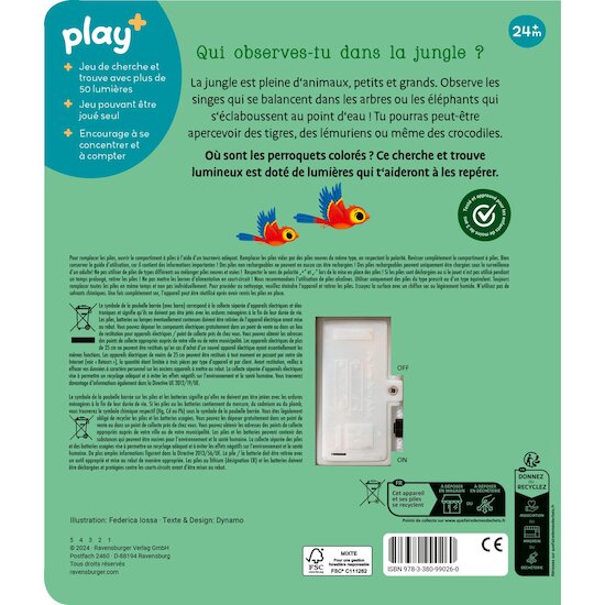 Play+ Livre Cherche et brille Dans la jungle Multicolore  Play+ Livre Cherche et brille Dans la jungle Multicolore