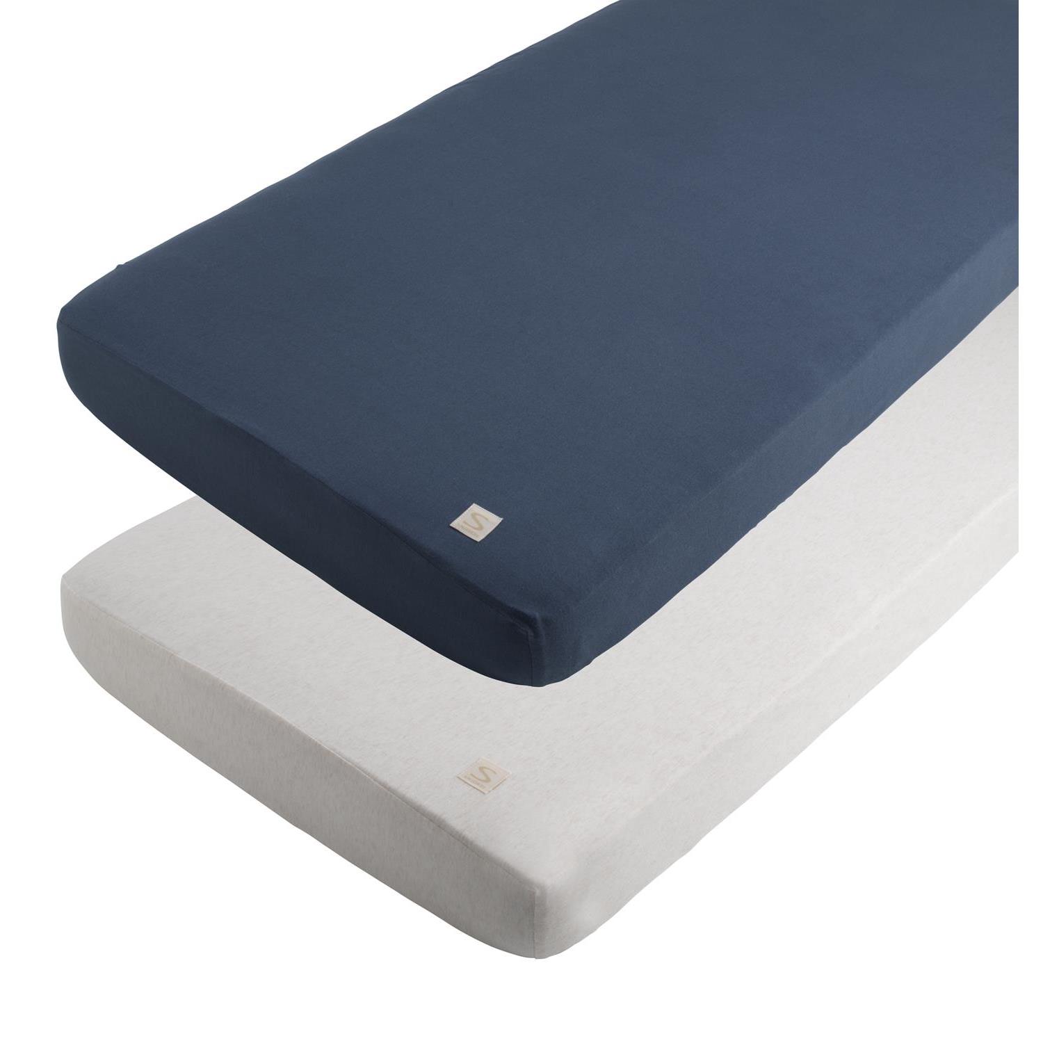 Lot 2 Draps Housse Rectangulaires Petit Nuage BLEU Sauthon