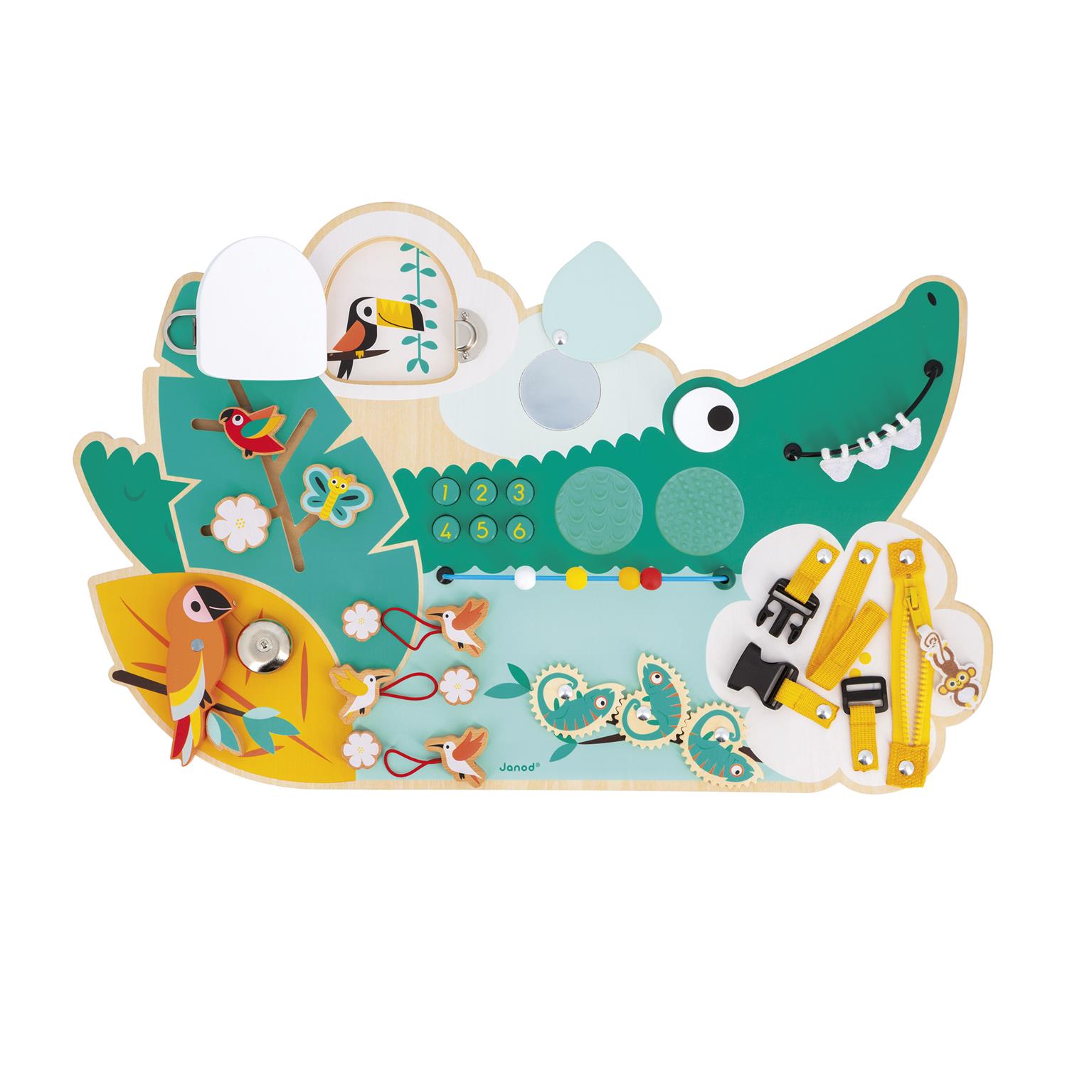 Jouet Tropik Busy Board Croco VERT Janod
