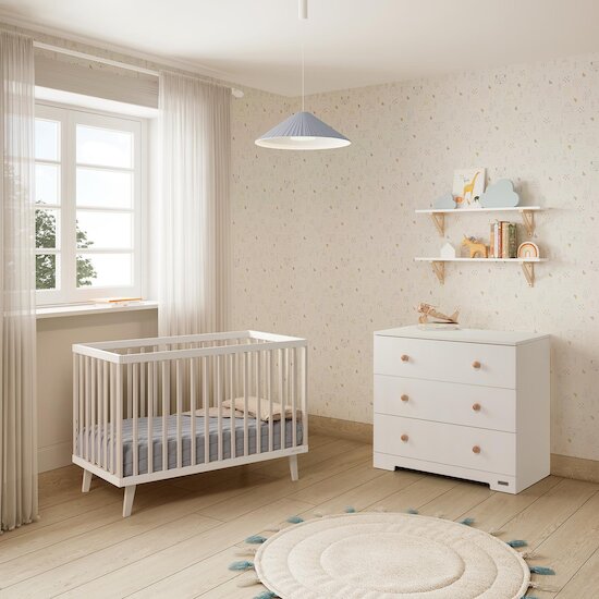 Micuna Lit Bébé Mencia Blanc Taupe 60x120 cm