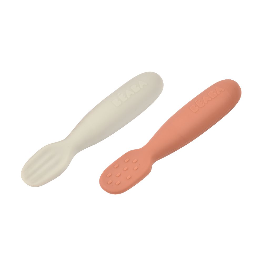 Beaba - Lot de 2 pré-cuillère silicone ORANGE Béaba