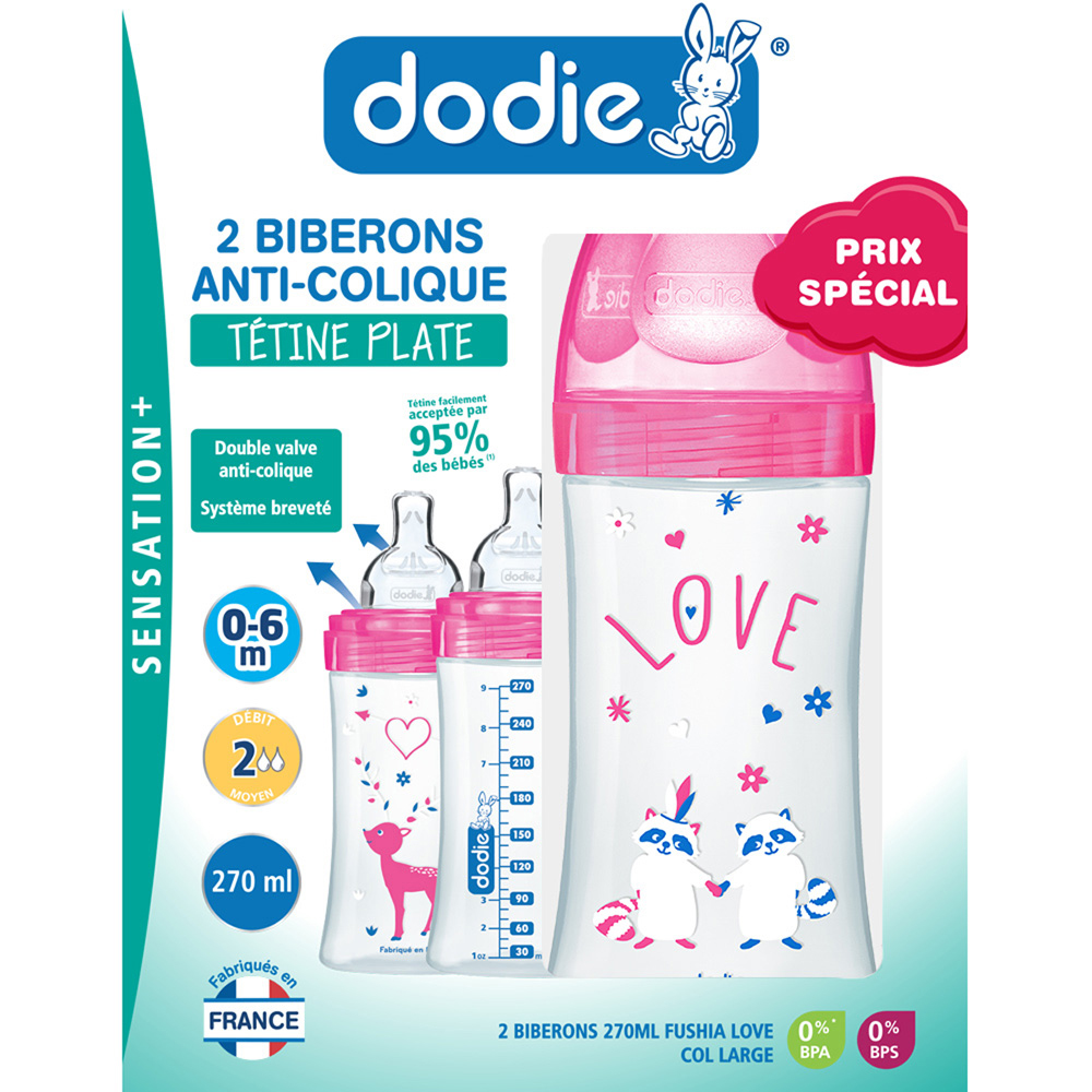 Coffret 2 biberons Sensation+ ROSE Dodie