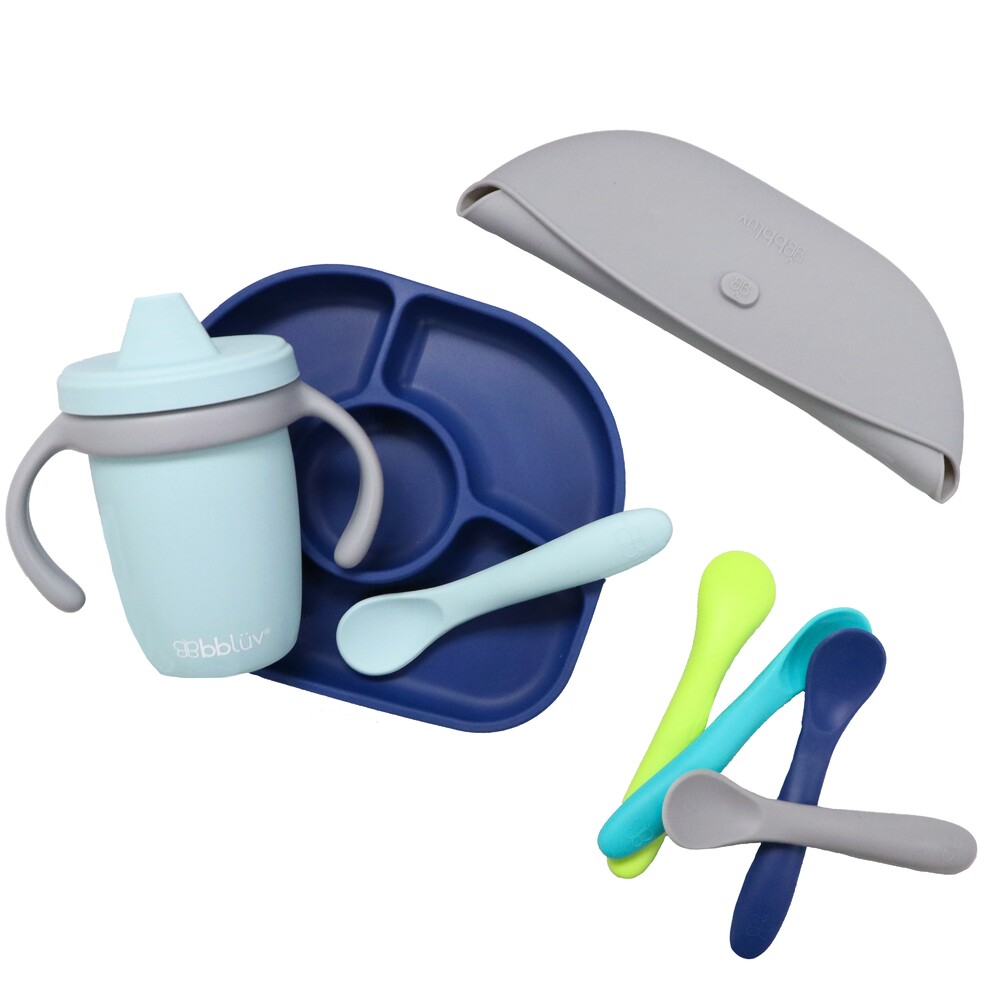 BBLUV - Set d'alimentation en silicone BLEU BBlüv