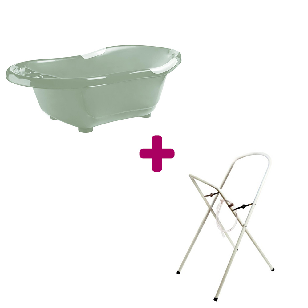 Pack Baignoire vert sauge + support de baignoire blanc avec tuyau dBb Remond