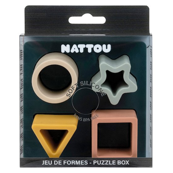 Nattou Jeu puzzle à formes silicone Vert  Nattou Jeu puzzle à formes silicone Vert