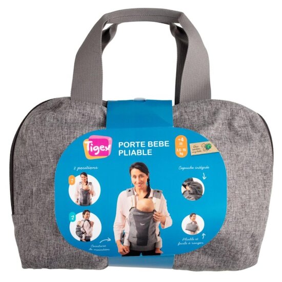 Tigex Porte bébé pliable Gris  Tigex Porte bébé pliable Gris
