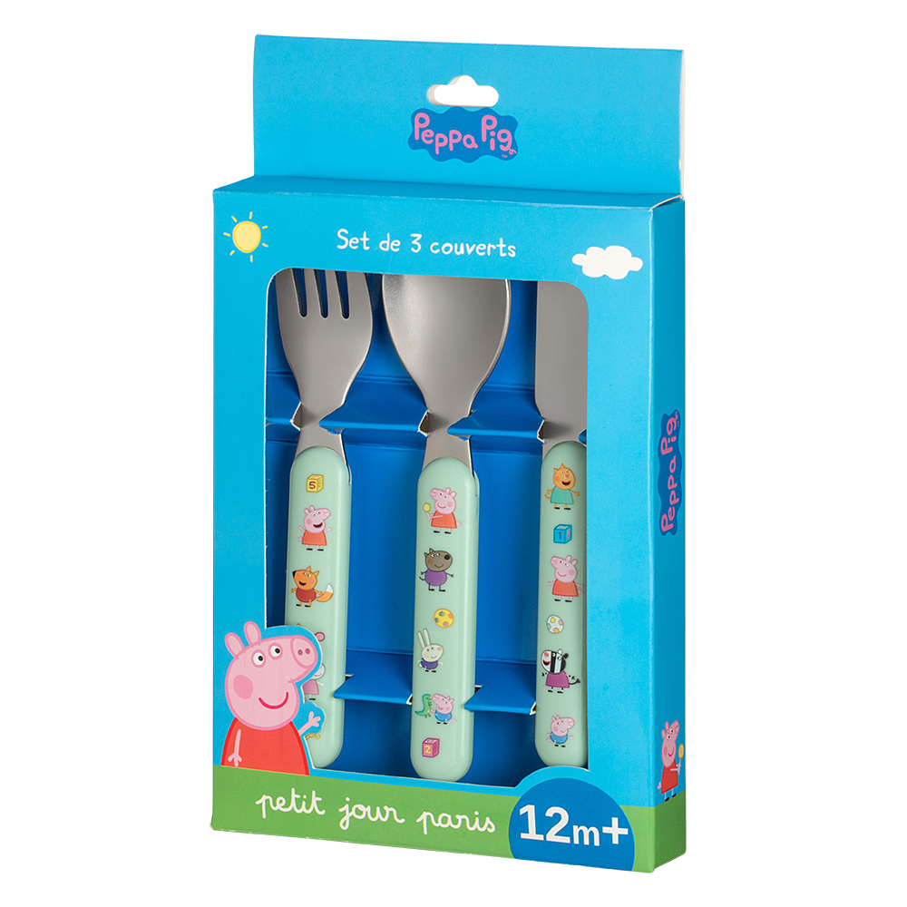 Set 3 couverts Peppa Pig VERT petit jour paris