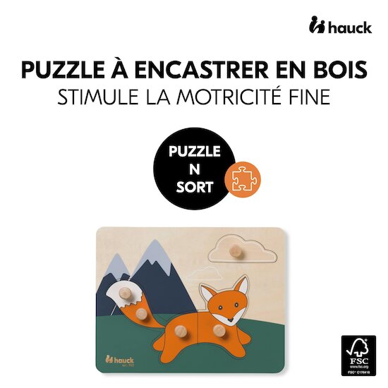 Hauck Puzzle à Encastrement Puzzle N Sort Fox 