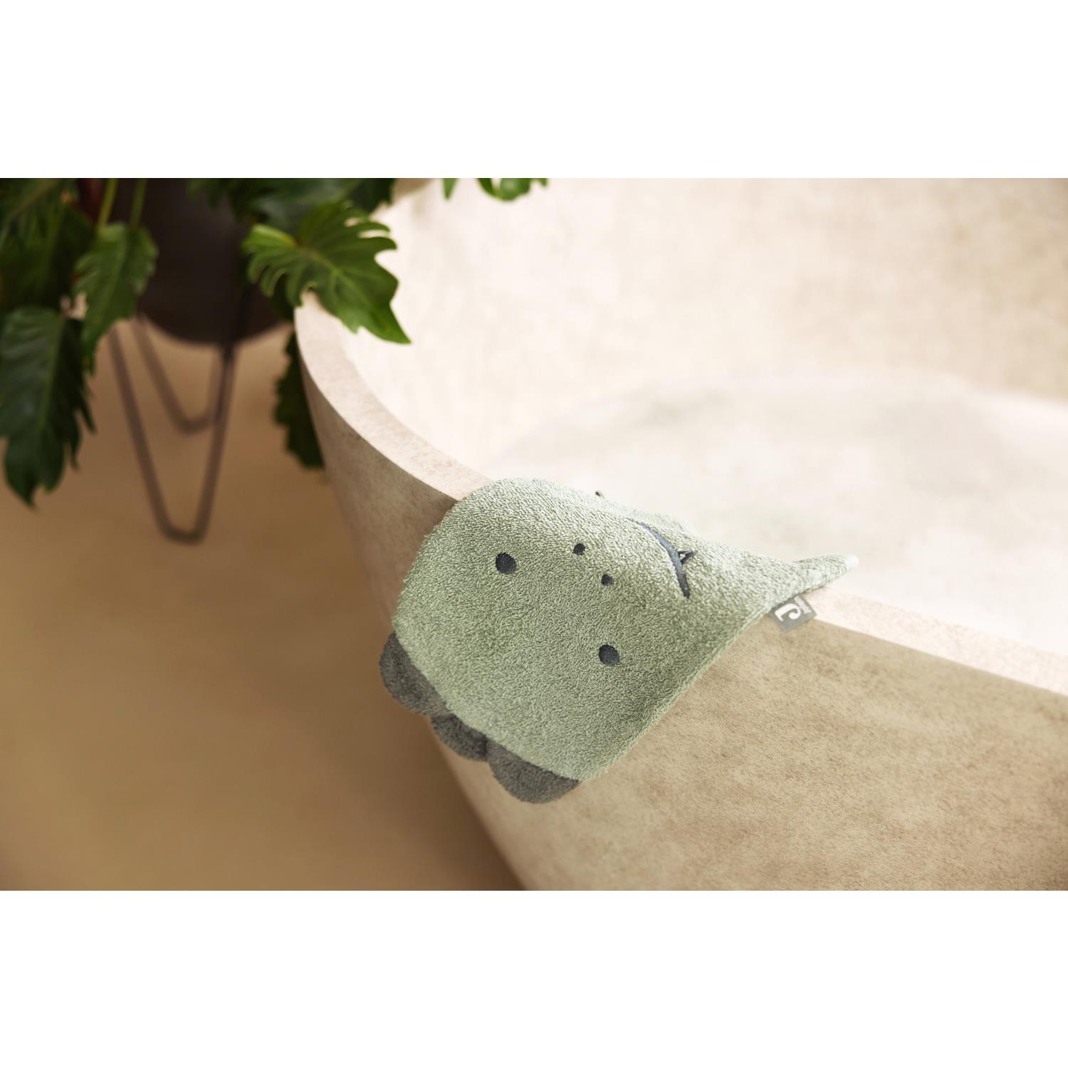 Jollein - Gant de Toilette Éponge Croco VERT Jollein