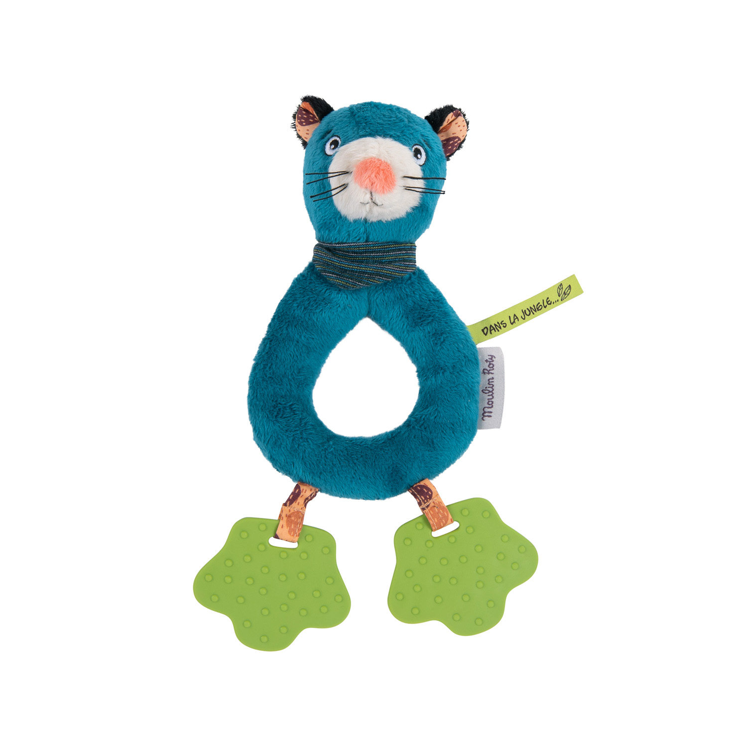 MOULIN ROTY - Anneau-hochet panthère Zimba BLEU Moulin Roty