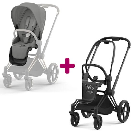 Cybex Pack Chassis Priam matt black & Siège Mirage Grey  