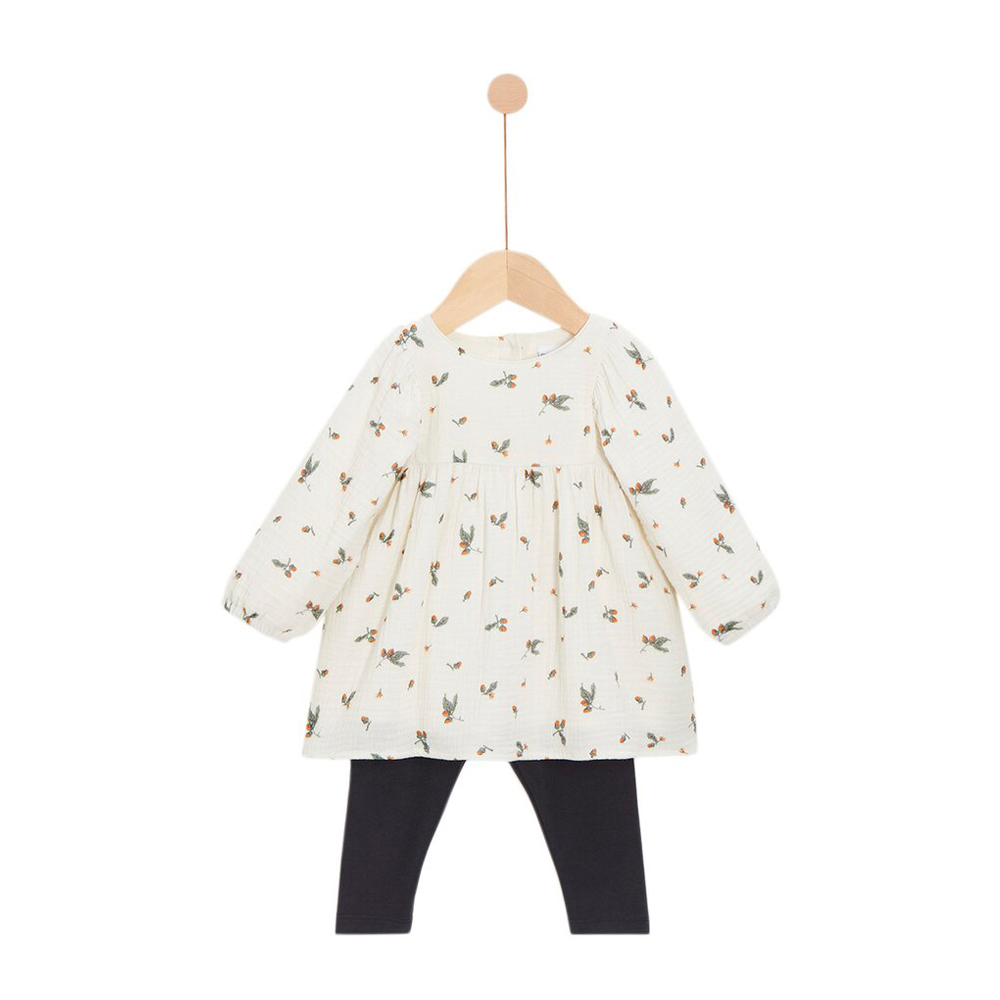 P’tit bisou - Robe et Leggings Cœur de pain d'épice JAUNE P’tit bisou
