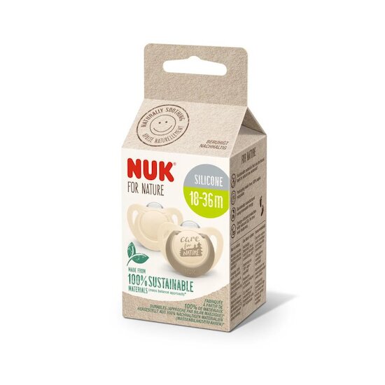 Nuk 2 Sucettes For Nature Silicone Creme  Nuk 2 Sucettes For Nature Silicone Creme